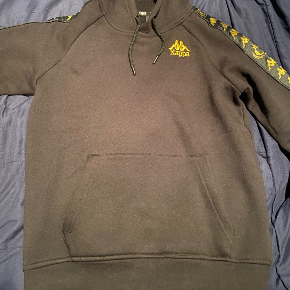 kappa x culture kings black and gold hoodie